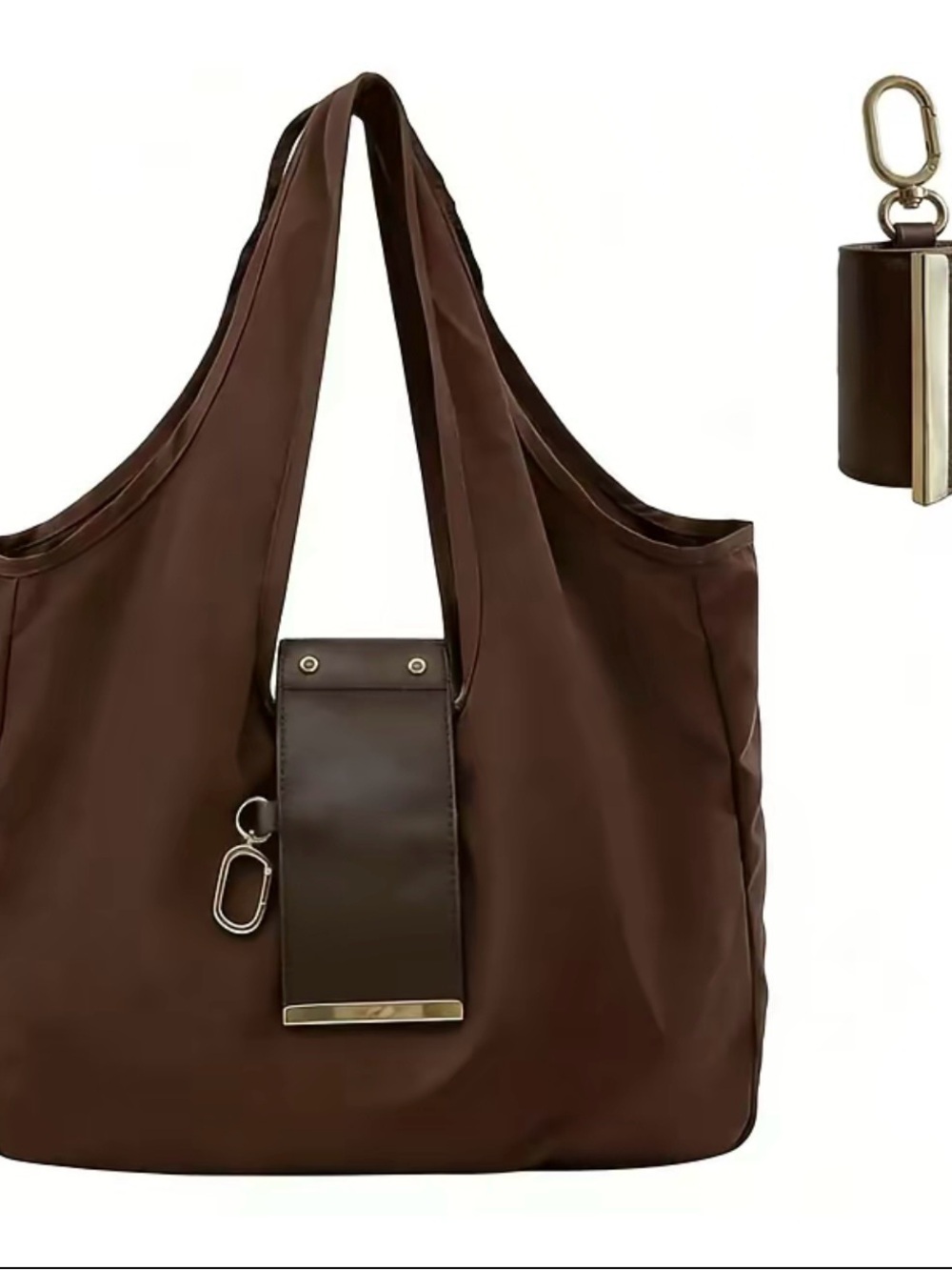 Sleek Brown Shoulder Tote Bag with Accent Strap